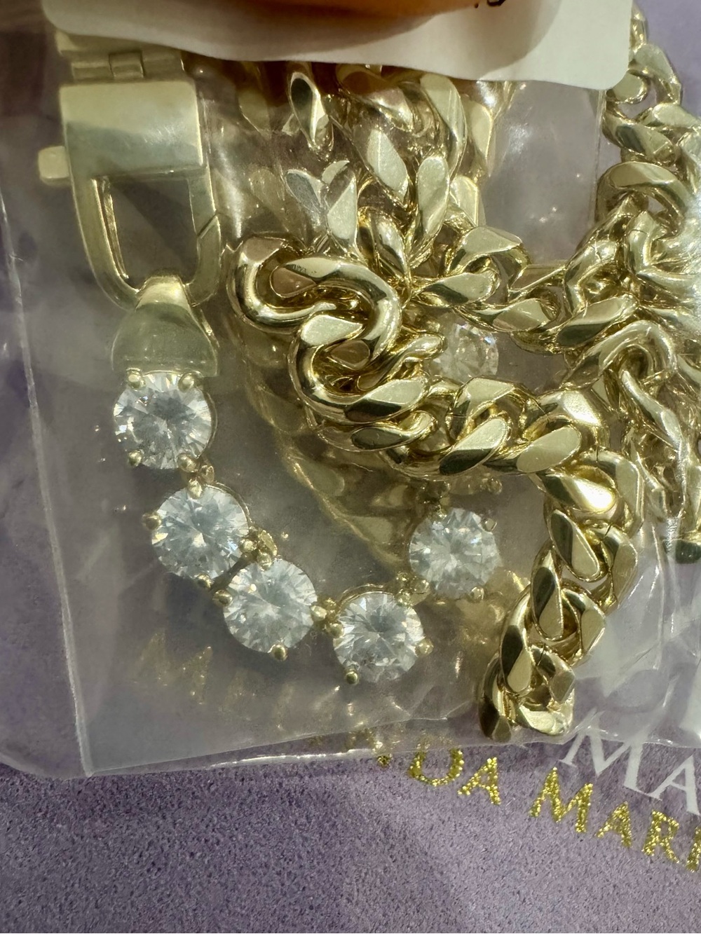 NEW Melinda Maria Gold Chain Necklace with Simulated Diamond Accents 16” - Picture 9 of 11